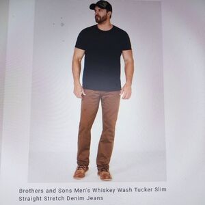 Men's Weathered Washed Brown Slim Straight Jeans by Brothers/Sons 36/34